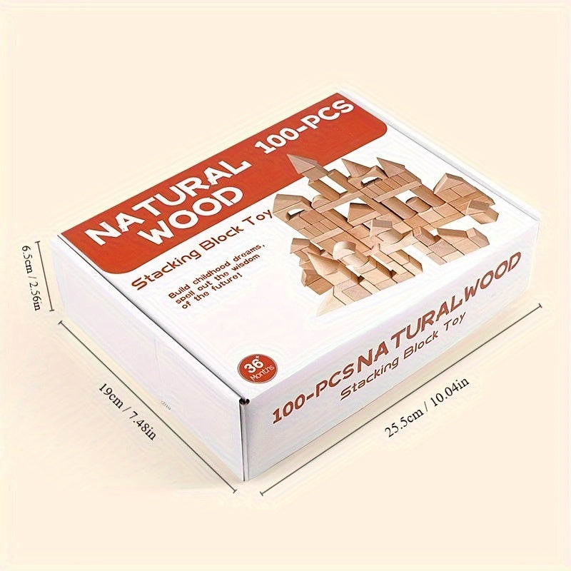 Ensemble de Blocs de Construction en Bois Naturel - Pour un Jeu Créatif et Éducatif