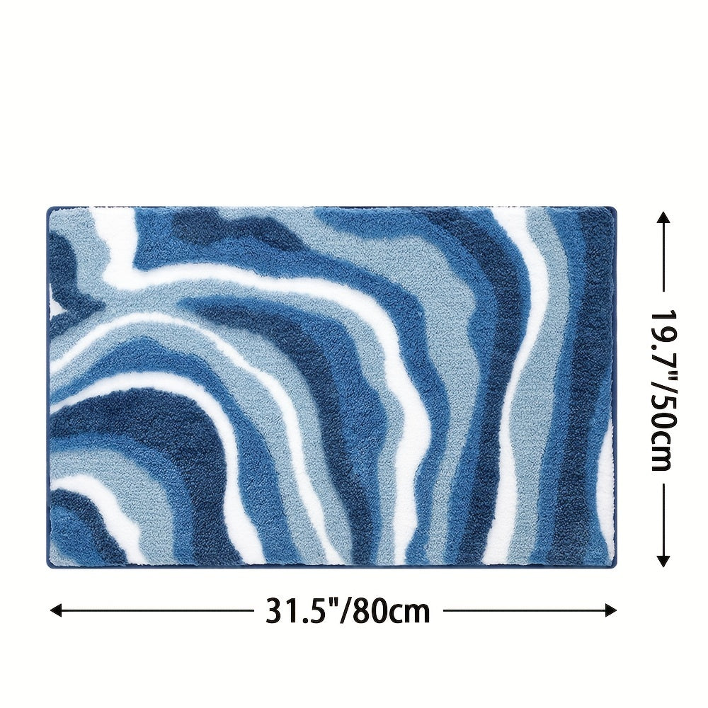 Tapis de Salle de Bain Géométrique – Absorbant et Doux avec un Dessous Antidérapant