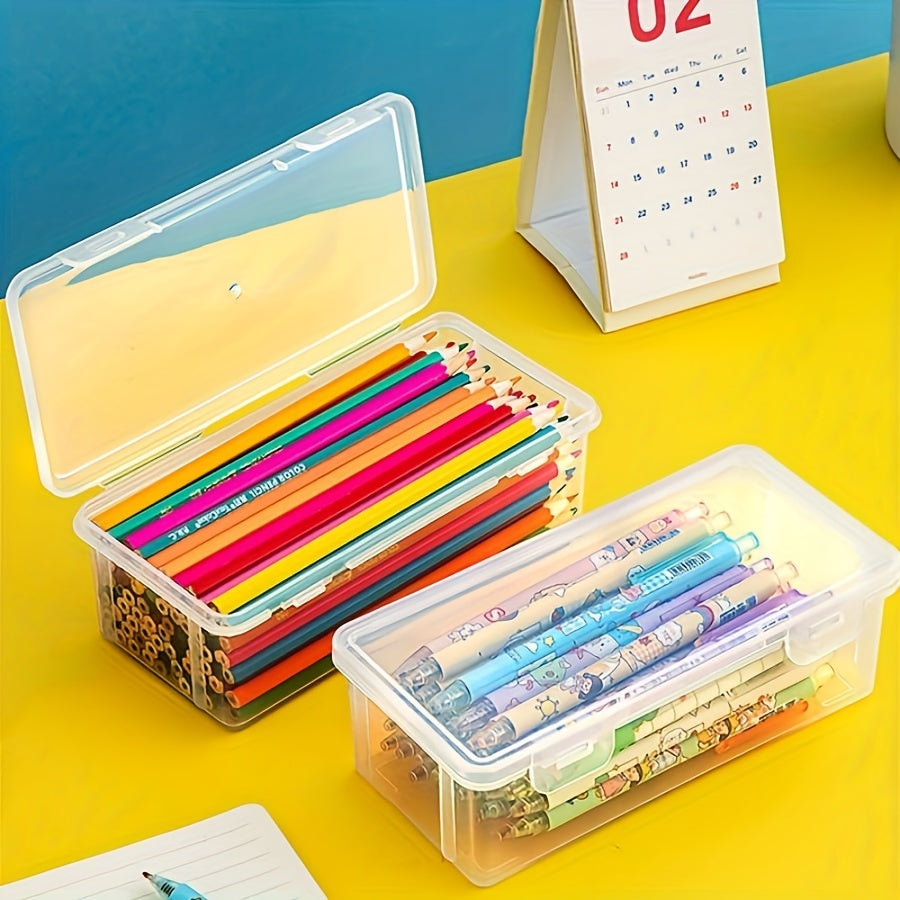 Boîte de Rangement Transparente - Pratique et Durable pour Fournitures Scolaires