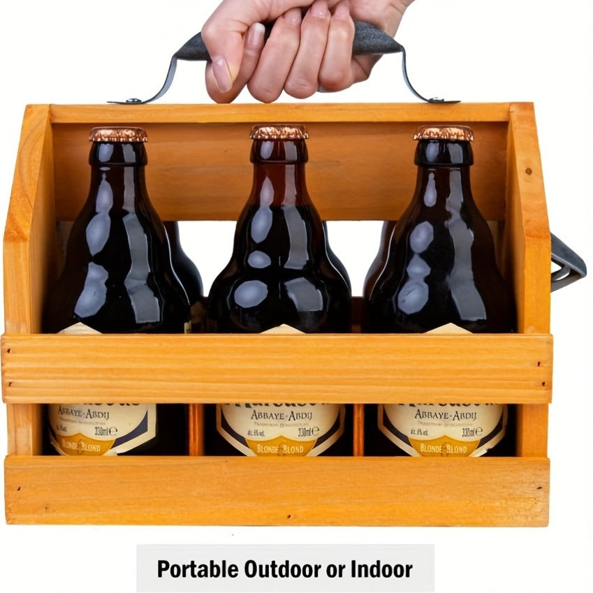 Caddy en Bois pour Bouteilles avec Ouvre-Bouteille - Cadeau Parfait pour la Fête des Pères ou Cadeau d'Affaires