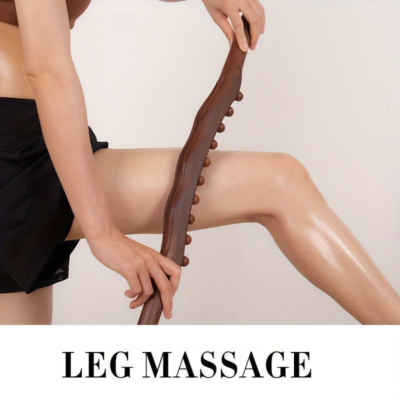 Bâton de Massage en Bois avec 31 Perles – Détente Musculaire Profonde