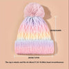Bonnet Lana Arc-en-Ciel pour Filles - Chapeau Tricoté avec Pompon et Matériau Épais pour l'Hiver