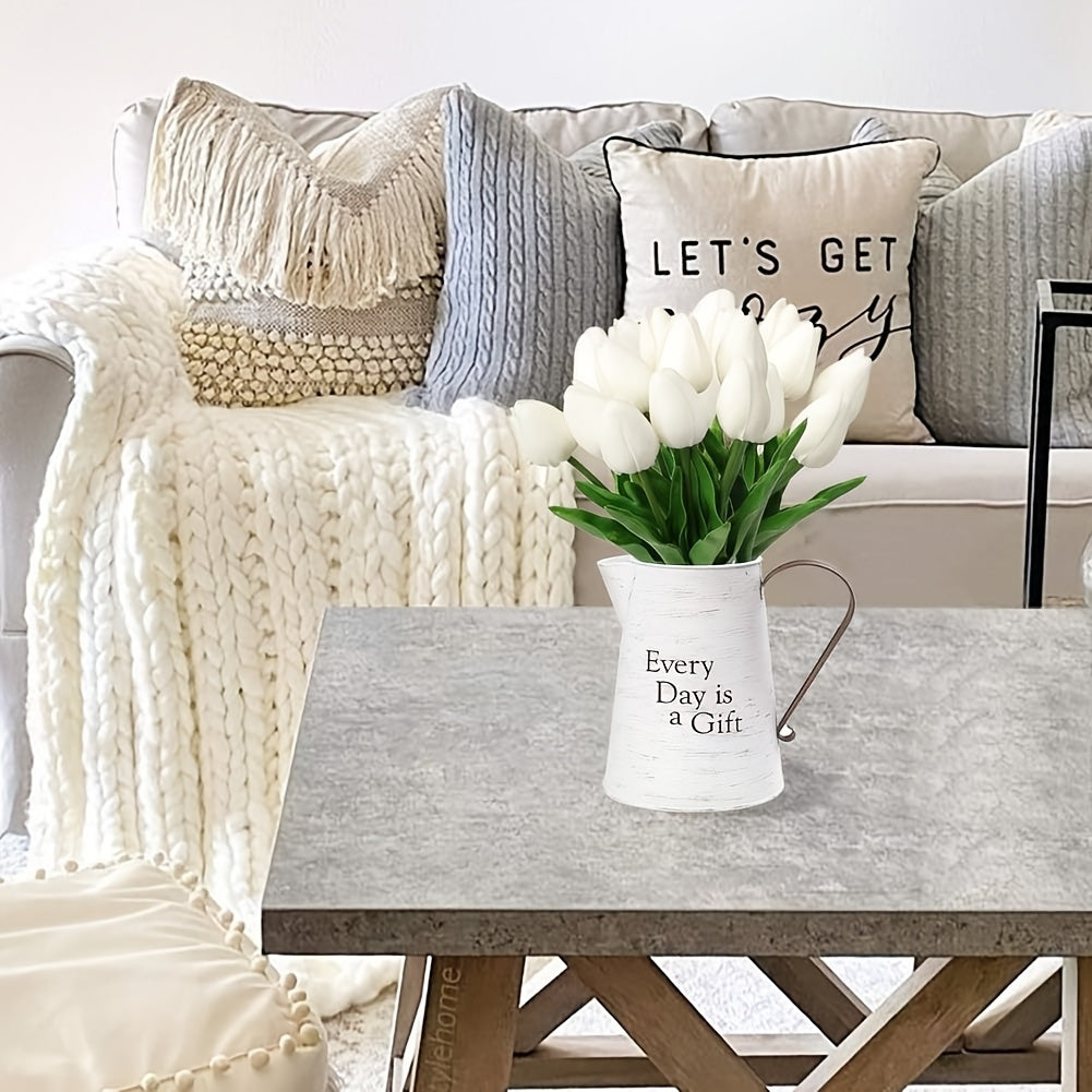 Ensemble de 10 Tulipes Blanches Artificielles – Parfait pour les Mariages, la Photographie et la Décoration Intérieure