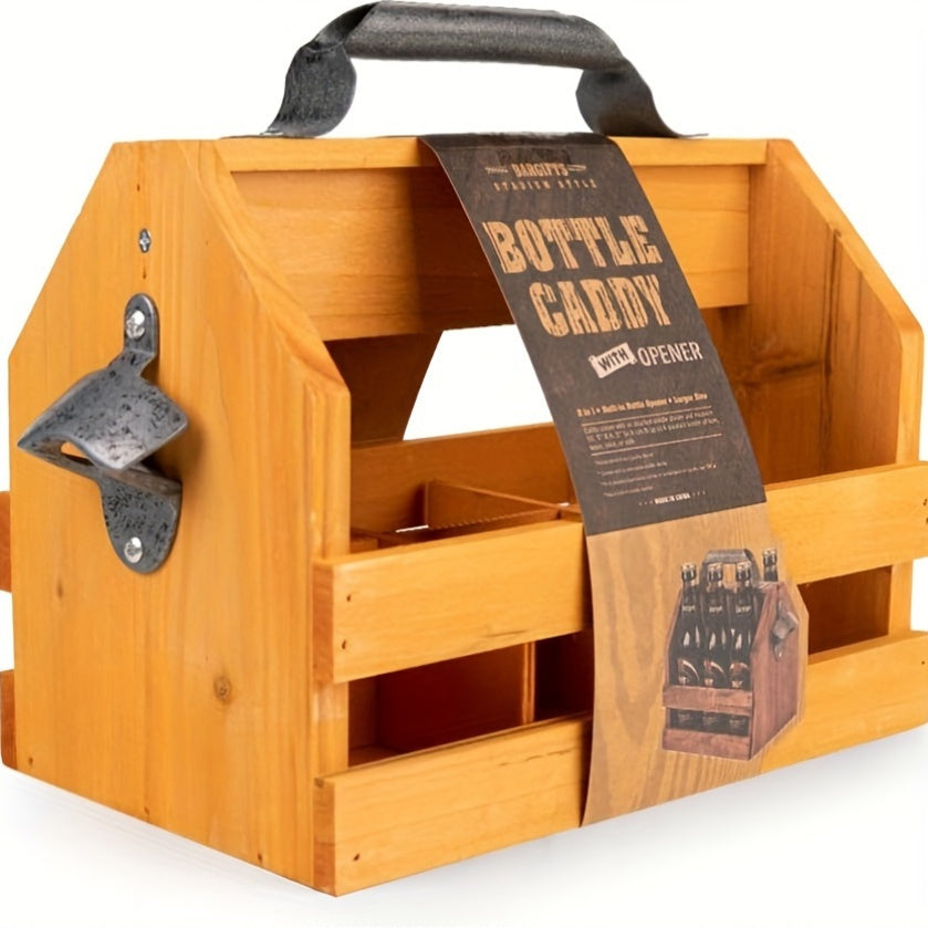 Caddy en Bois pour Bouteilles avec Ouvre-Bouteille - Cadeau Parfait pour la Fête des Pères ou Cadeau d'Affaires