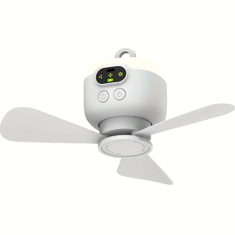 Ventilateur Suspendu USB Rechargeable – Portable avec Lumière LED