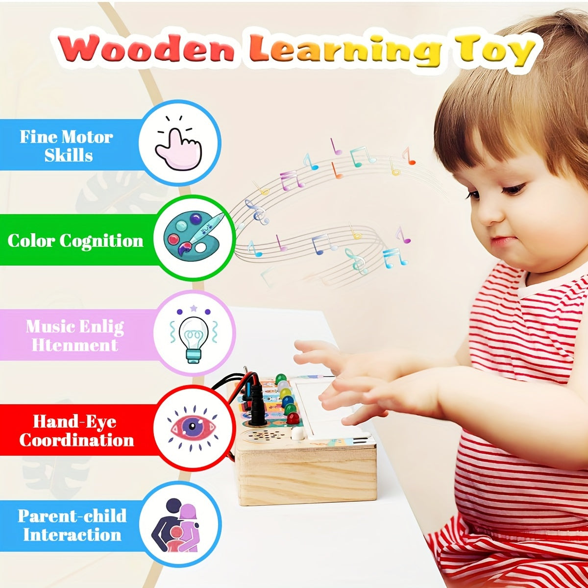 Tableau Musical Éducatif pour Enfants - Apprendre et Jouer avec Sons et Lumières