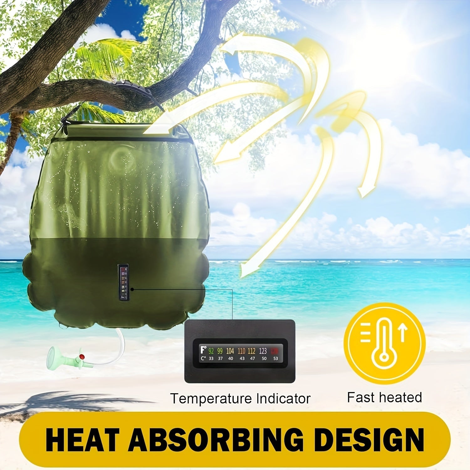SunnyFlow Sac de Douche Solaire – Pratique, Étanche et Avec Thermomètre