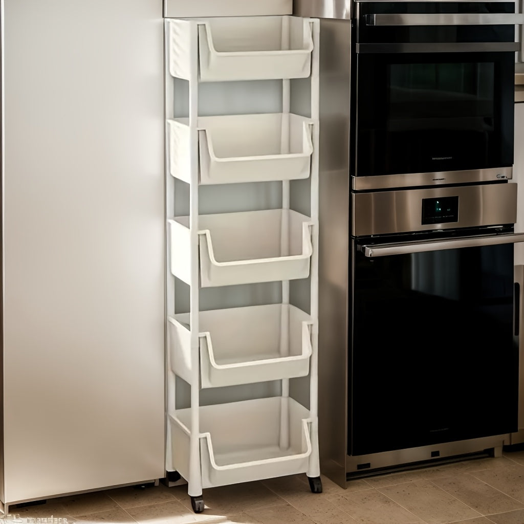 Chariot de Rangement Mobile Luxe NobleNest | Organisateur Élégant à 3/4/5 Niveaux pour une Mobilité Sans Effort et une Utilisation Optimale de l'Espace
