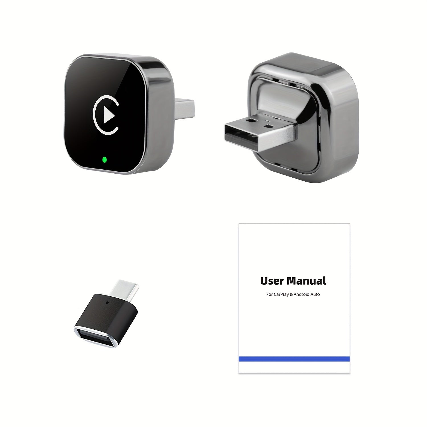 Adaptateur CarPlay & Android Auto Sans Fil 2-en-1 – Plug & Play Connexion Rapide