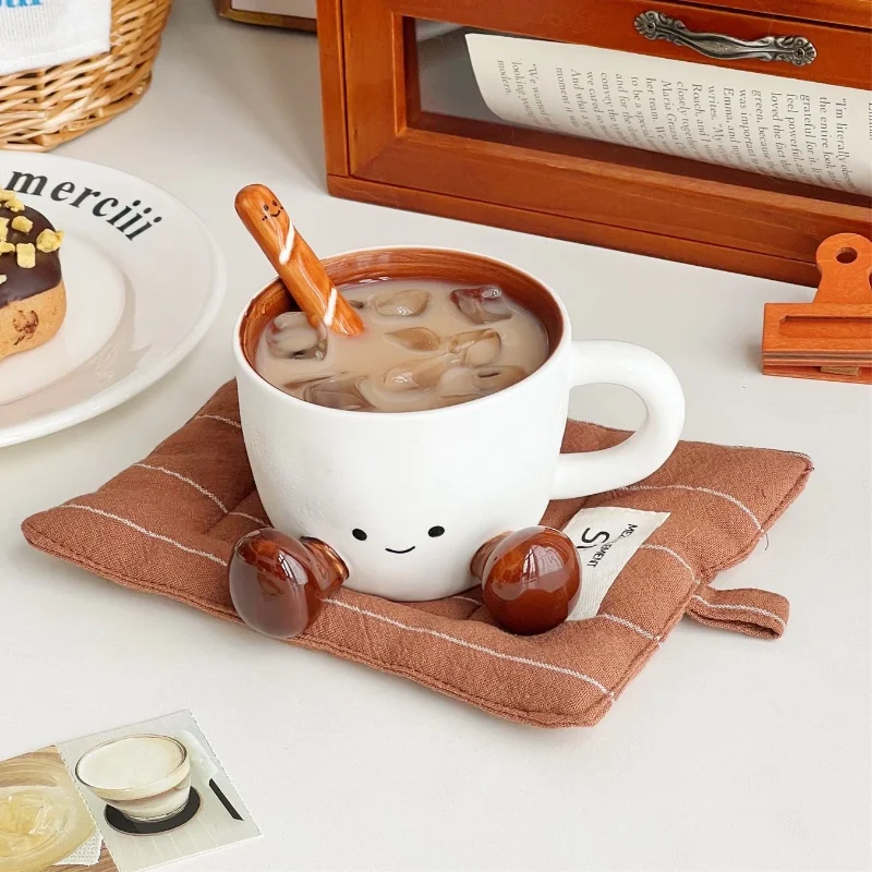 Tasse à café en céramique Kawaii à pincement de main – Mug esthétique élevé pour dortoirs, cadeaux et moments cocooning