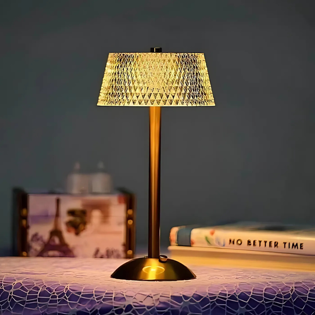 AuraLuxe Lampe de Table LED en Cristal | Lampe raffinée avec lumière scintillante pour une ambiance luxueuse