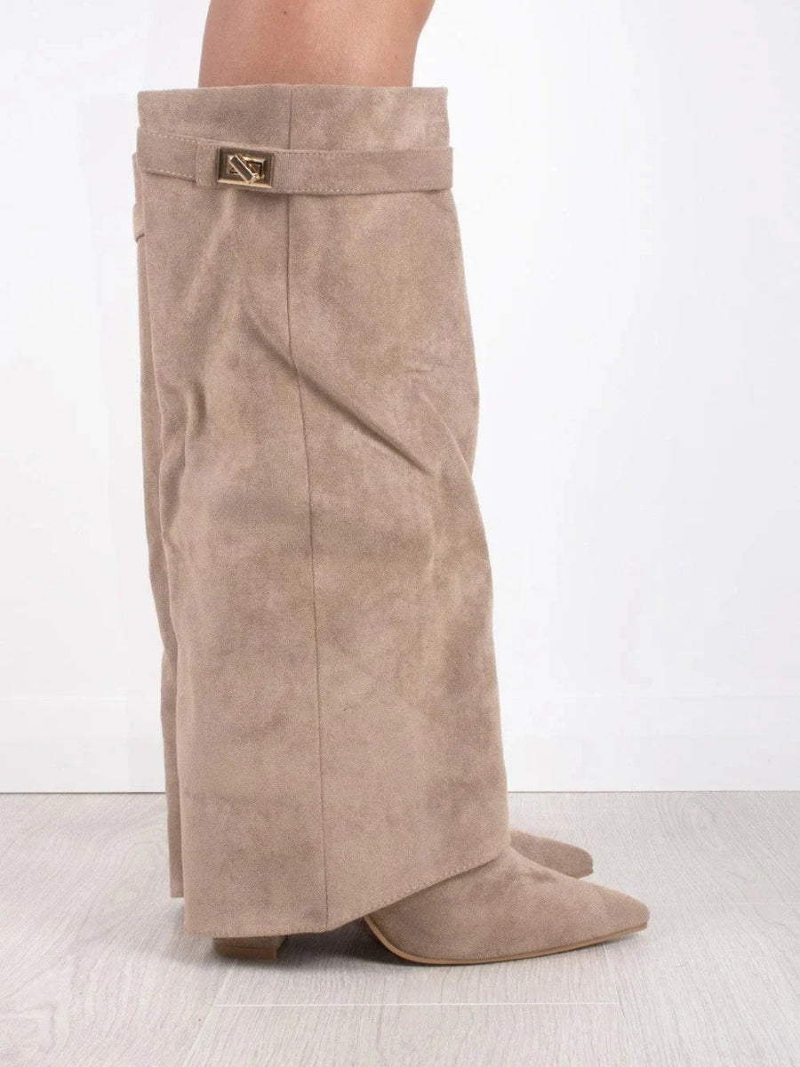 Bottes hautes modernes en suède pour femmes
