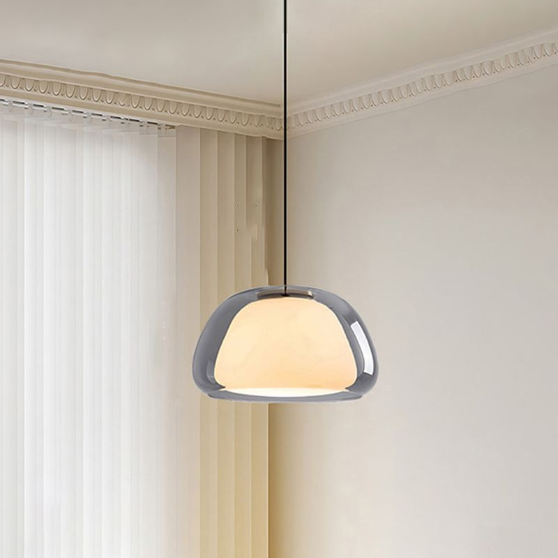 Lustre en Gelée Moderne – Abat-jour en Verre Blanc Élégant avec Longueur Suspendue Ajustable