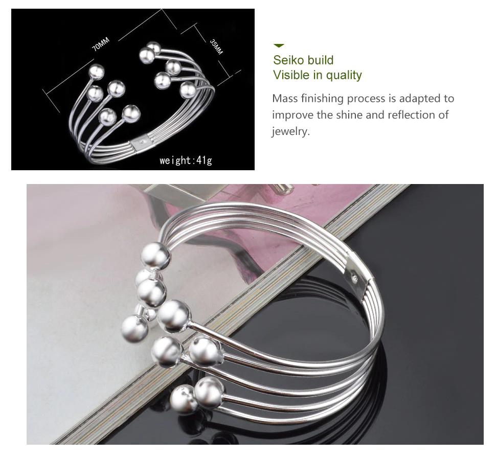 Bracelet à perles larges en argent 925