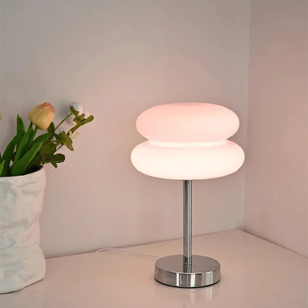 LuxeLumen Lampe de Table en Verre Rétro | Élégante lampe de table avec un style rétro chic pour un éclairage d'ambiance