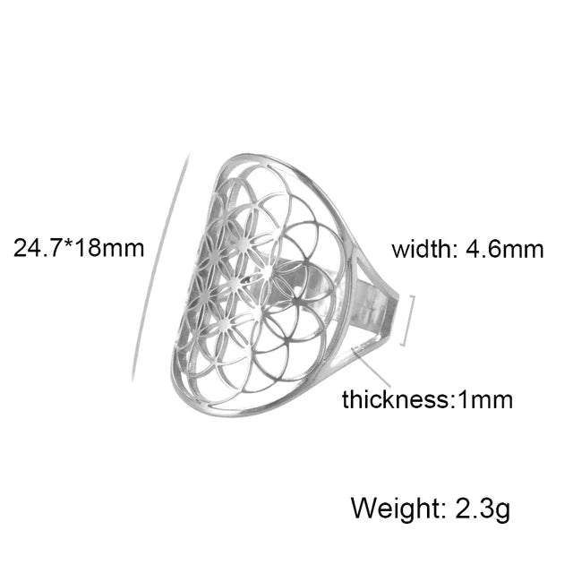 Bague ajustable « Fleur de Vie ».