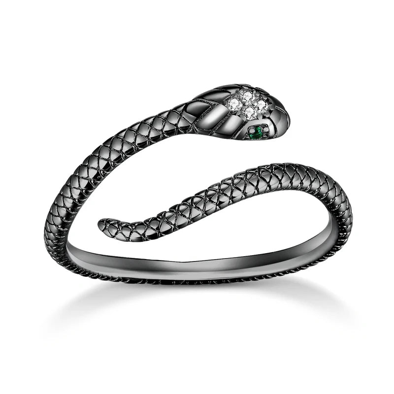 Bague en reptile en platine argenté