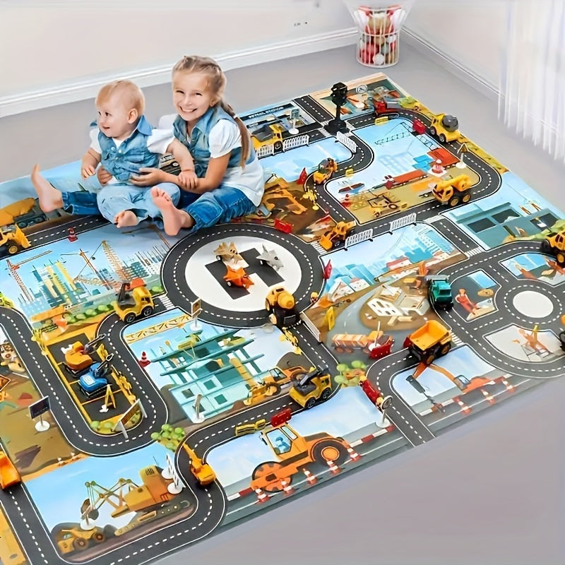 Tapis de Jeu Aventure de Construction – Découvrez le Monde du Trafic et de la Construction