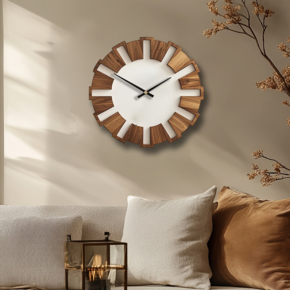 Horloge Murale en Bois Rustique avec Mécanisme Silencieux – Design Intemporel pour Salon, Bureau et Chambre à Coucher