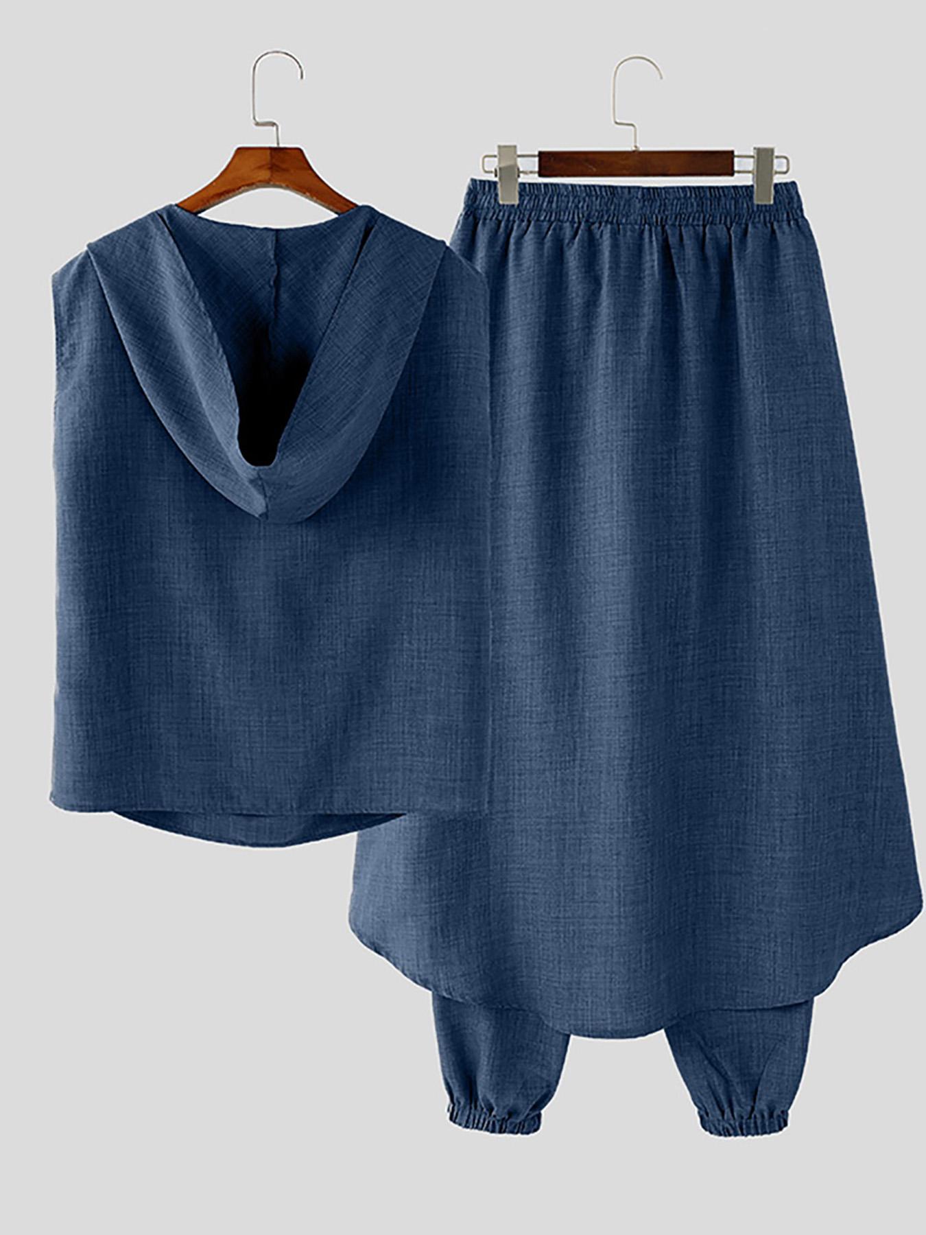 Ensemble Mi-Long pour Hommes – Gilet Sans Manches et Pantalon Baggy