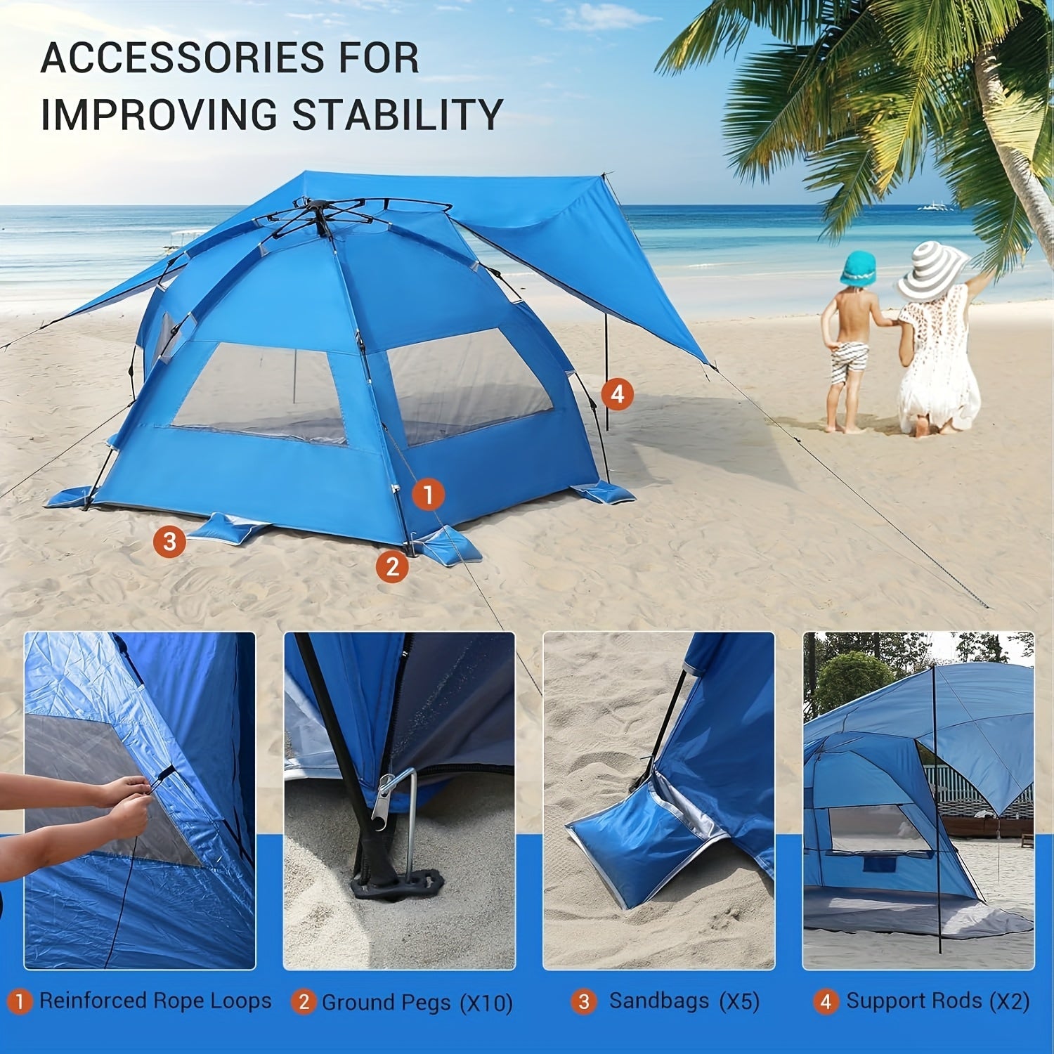 BreezeShield Tente de Plage – Légère et Spacieuse pour 4-6 Personnes
