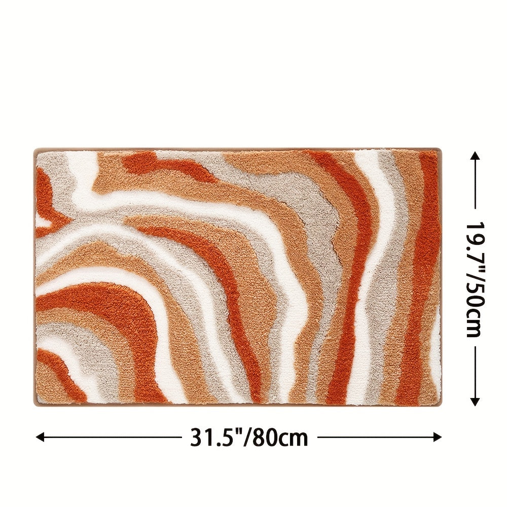 Tapis de Salle de Bain Géométrique – Absorbant et Doux avec un Dessous Antidérapant