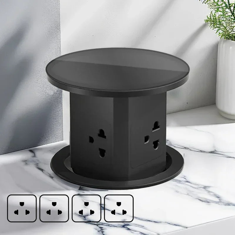 Tour de Prise de Bureau Automatique – Hub Électrique Caché avec USB-C, Charge Sans Fil & Support de Prise Mondiale
