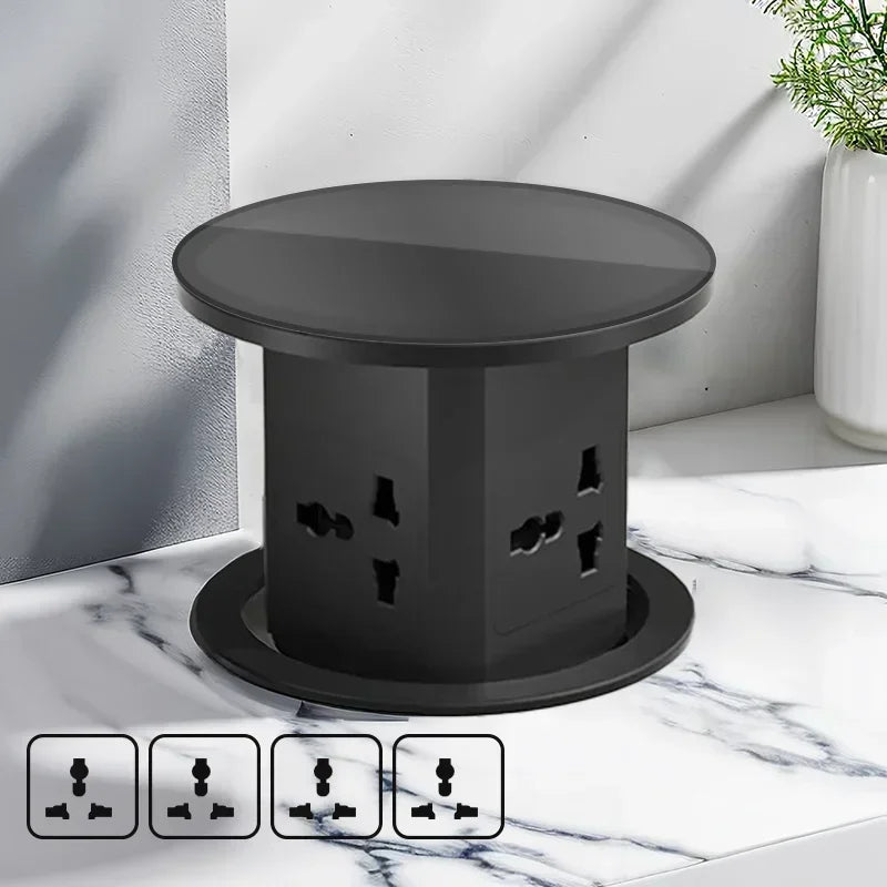 Tour de Prise de Bureau Automatique – Hub Électrique Caché avec USB-C, Charge Sans Fil & Support de Prise Mondiale
