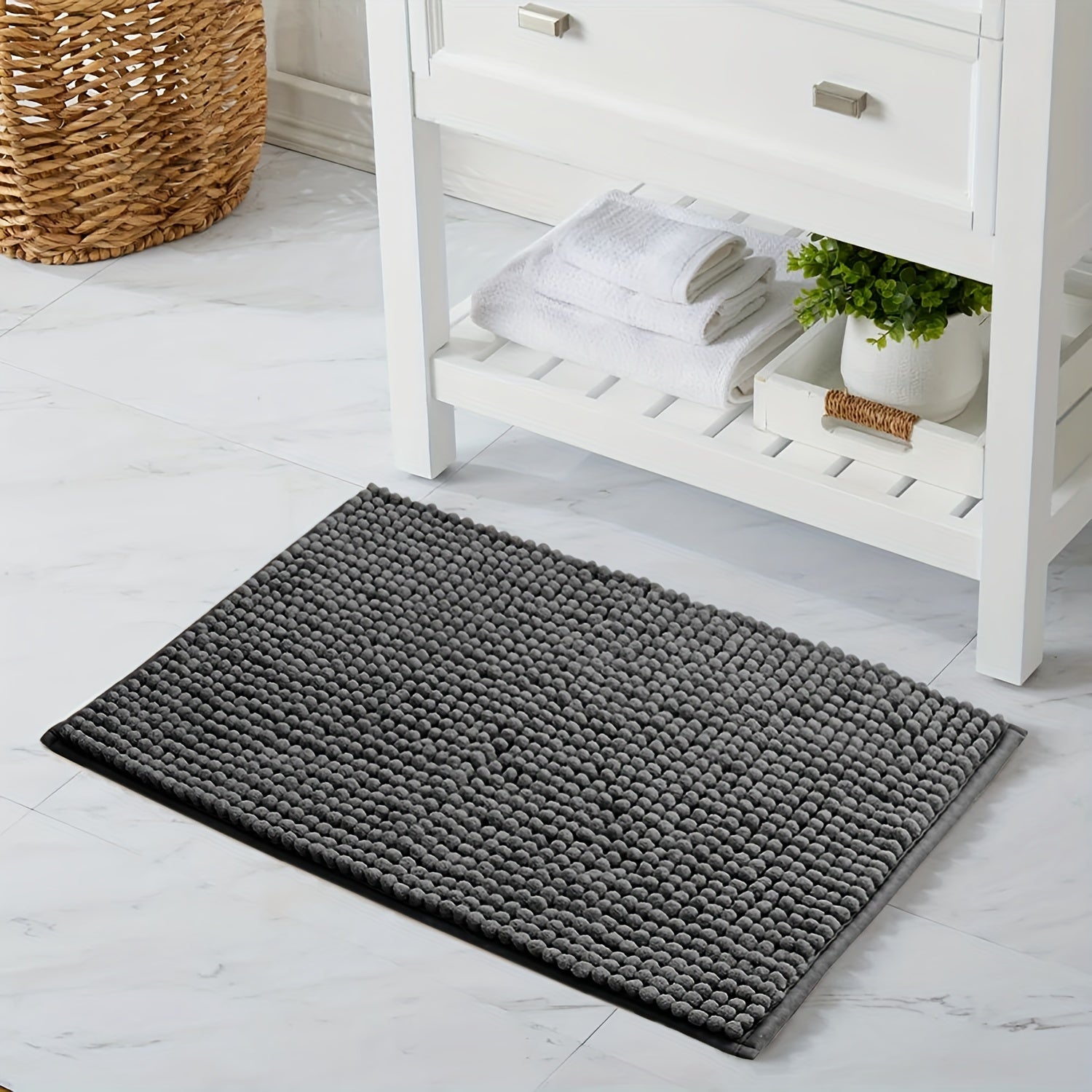 Tapis de Bain en Chenille Ultra-Doux – Parfait pour la Salle de Bain ou l'Entrée