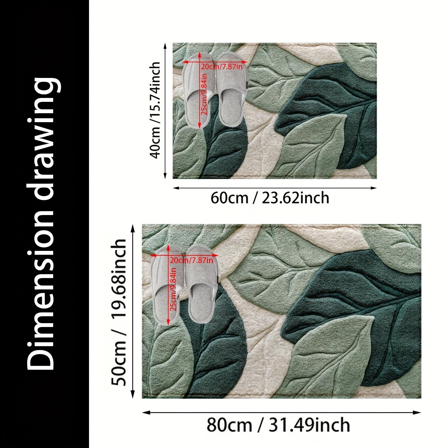 Tapis de Bain Feuilles – Absorbant, Douillet et Confortable pour la Salle de Bain