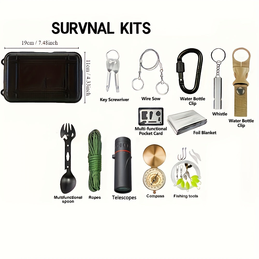 SurviveX Kit de Survie en Plein Air - Outils Essentiels pour Aventures et Situations d'Urgence