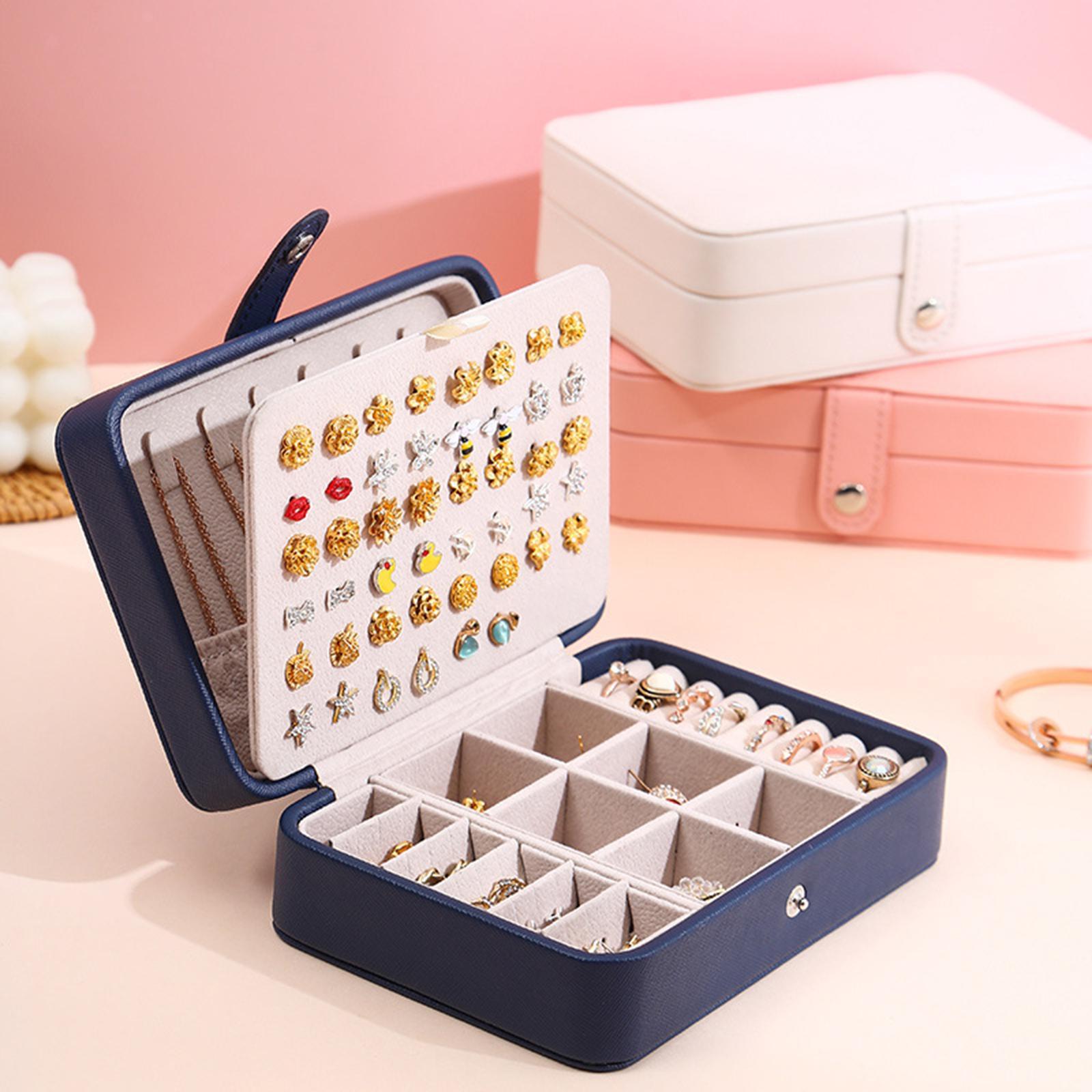 Boîte à bijoux en cuir avec couvercle rabattable