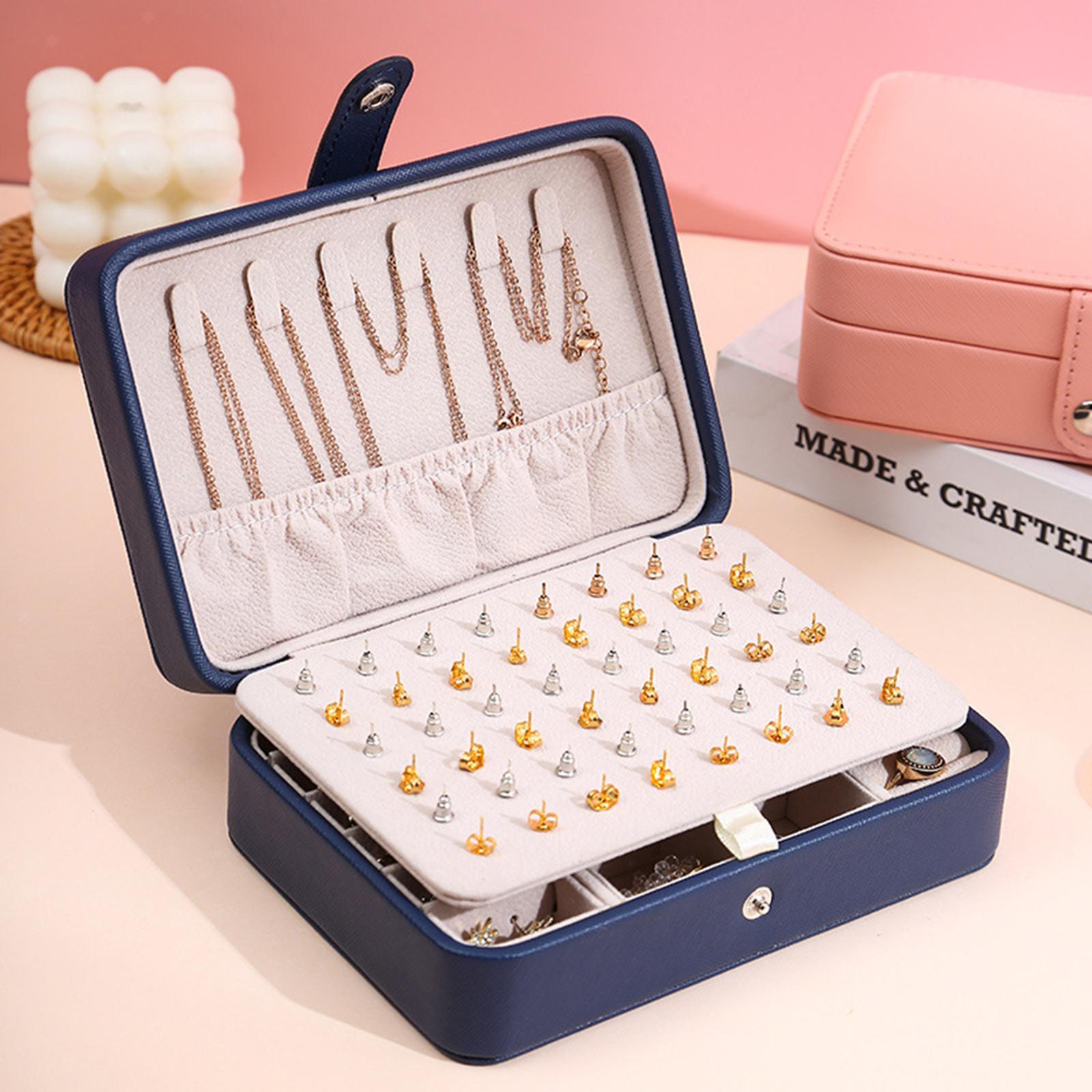Boîte à bijoux en cuir avec couvercle rabattable