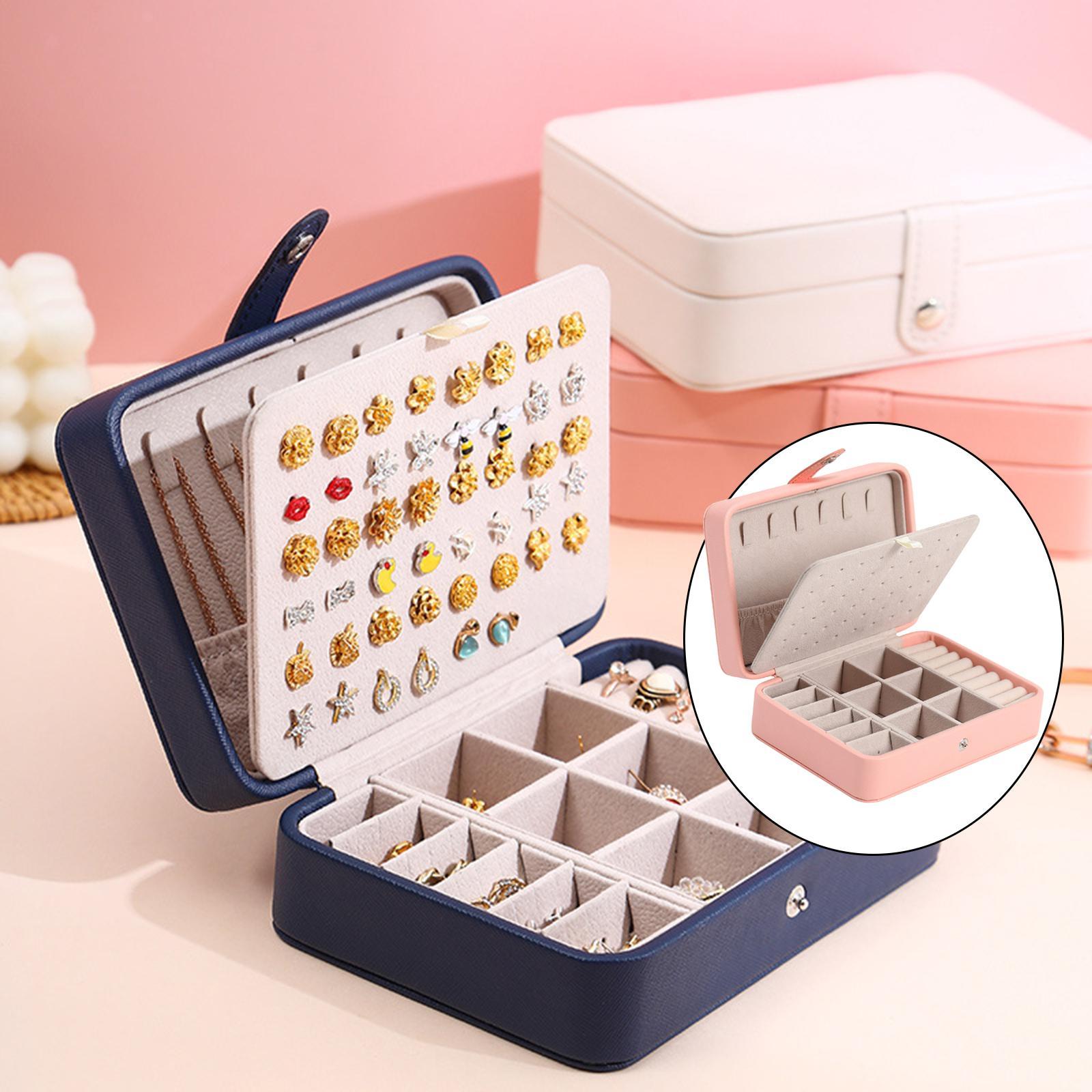 Boîte à bijoux en cuir avec couvercle rabattable