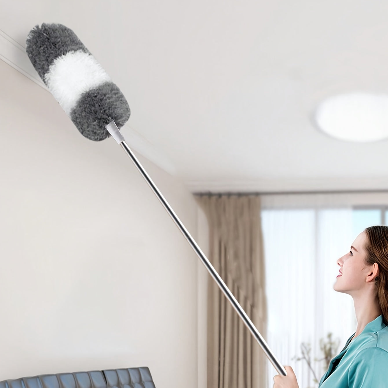 LuxeDust Duster en Microfibre Télescopique | Nettoyez sans effort les espaces élevés avec un outil réutilisable et lavable pour un éclat ultime