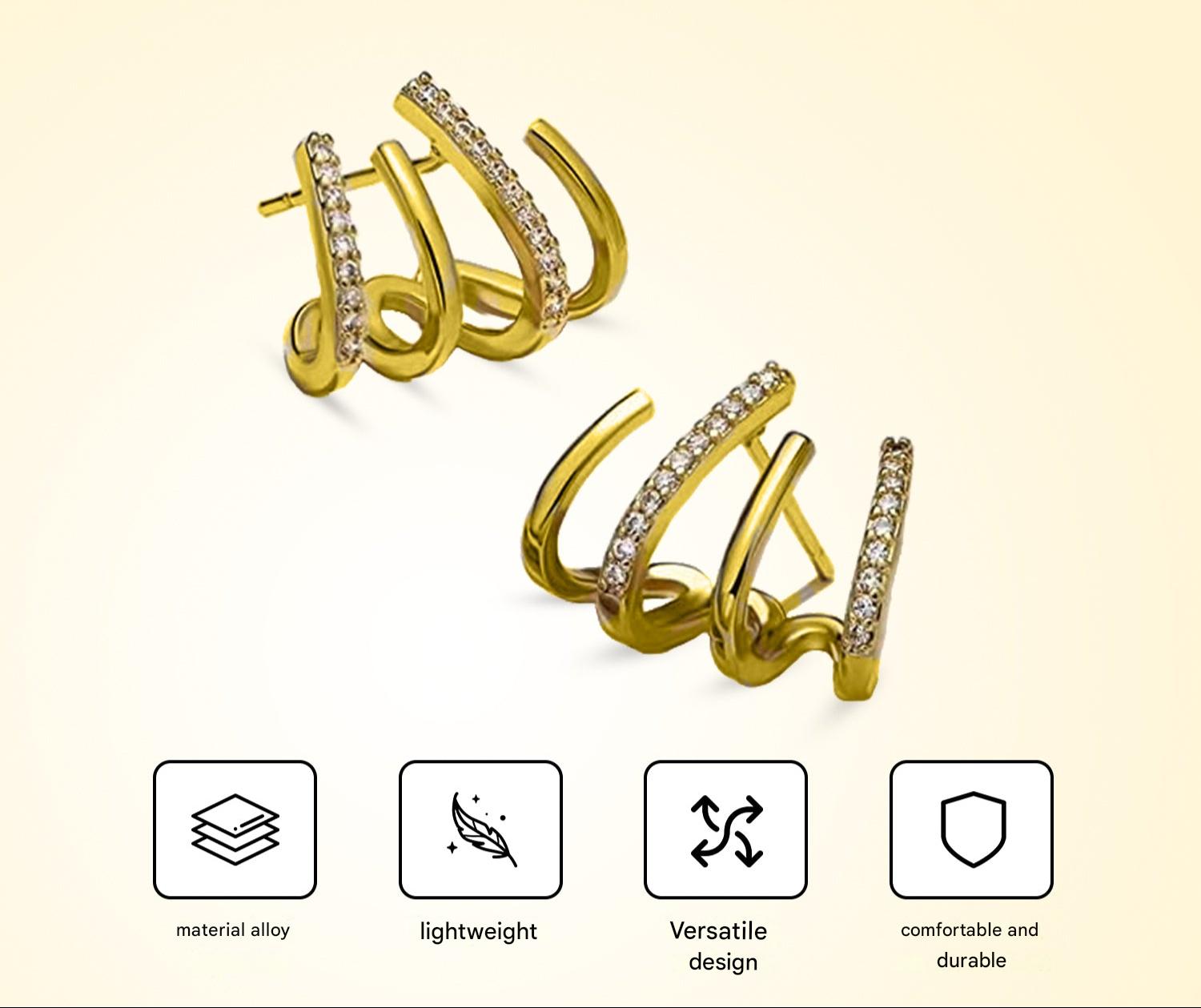 Boucles d'oreilles Illusion avec Quatre Créoles et Zirconia - Zarvia