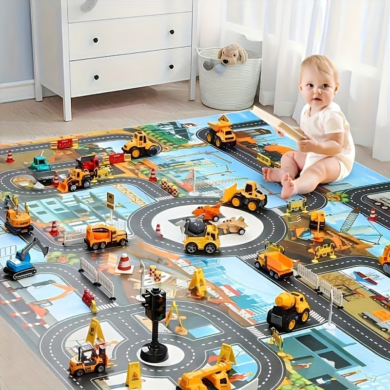 Tapis de Jeu Aventure de Construction – Découvrez le Monde du Trafic et de la Construction