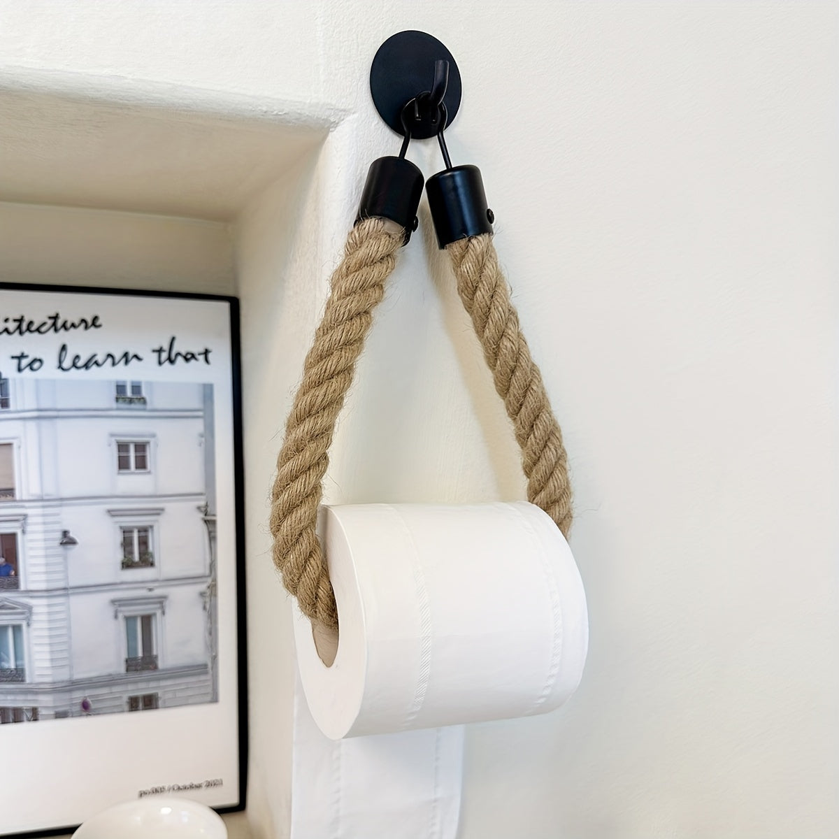 Support de papier toilette en corde de chanvre - Pour des salles de bains élégantes