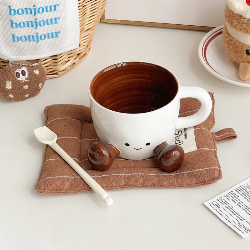 Tasse à café en céramique Kawaii à pincement de main – Mug esthétique élevé pour dortoirs, cadeaux et moments cocooning