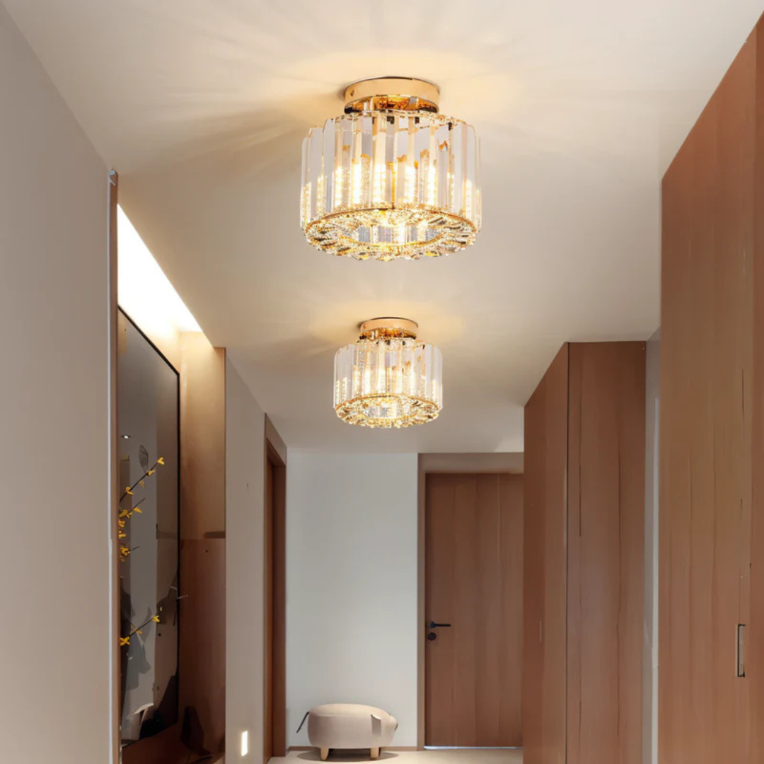 AuraLuxe Lampe de Plafond en Cristal | Éclairage raffiné pour une ambiance étincelante