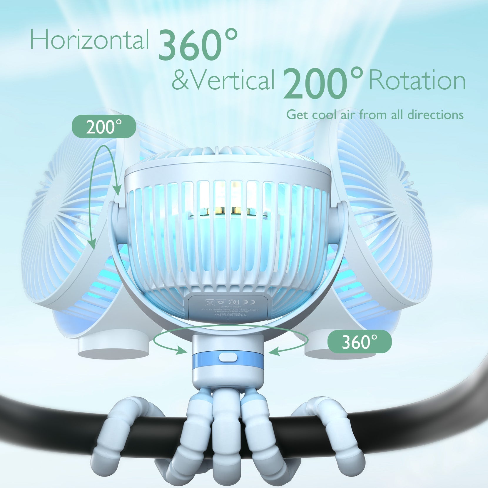 Ventilateur portable rechargeable USB pour les voyages