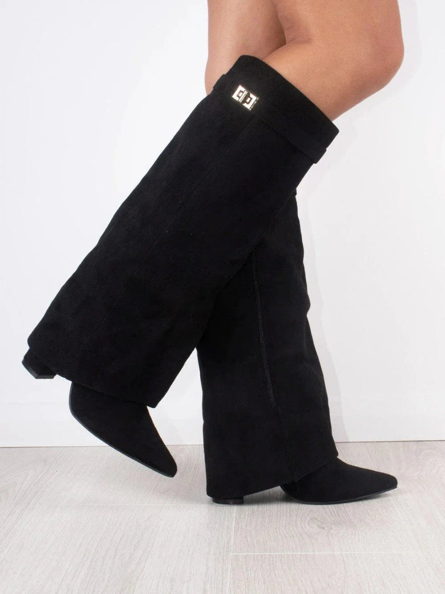 Bottes hautes modernes en suède pour femmes
