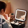 Valisette de beauté LED GlowLuxe | Organiseur de beauté portable avec miroir LED réglable pour un maquillage parfait