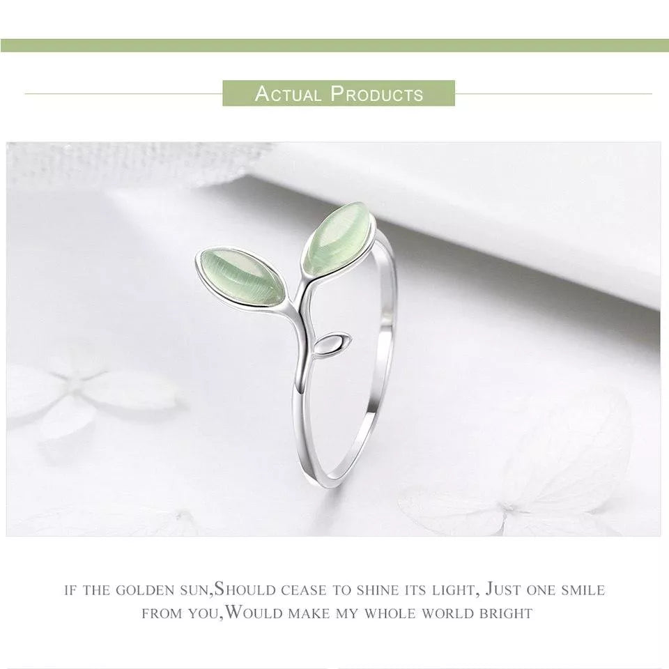 Bague en feuille d'opale verte