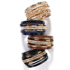 Bracelet élégant multicouche en cuir de serpent