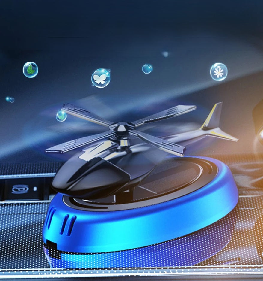 Désodorisant de Voiture Hélicoptère Solaire – Diffuseur d'Aromas Rotatif pour un Conduite Luxueuse