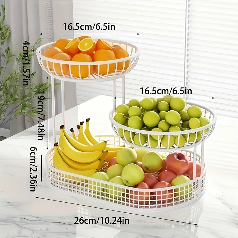 Élégant présentoir à fruits en métal à 2 niveaux GildedHaven | Présentation éblouissante des fruits et des collations, rehaussant l'esthétique de votre cuisine et de votre salon