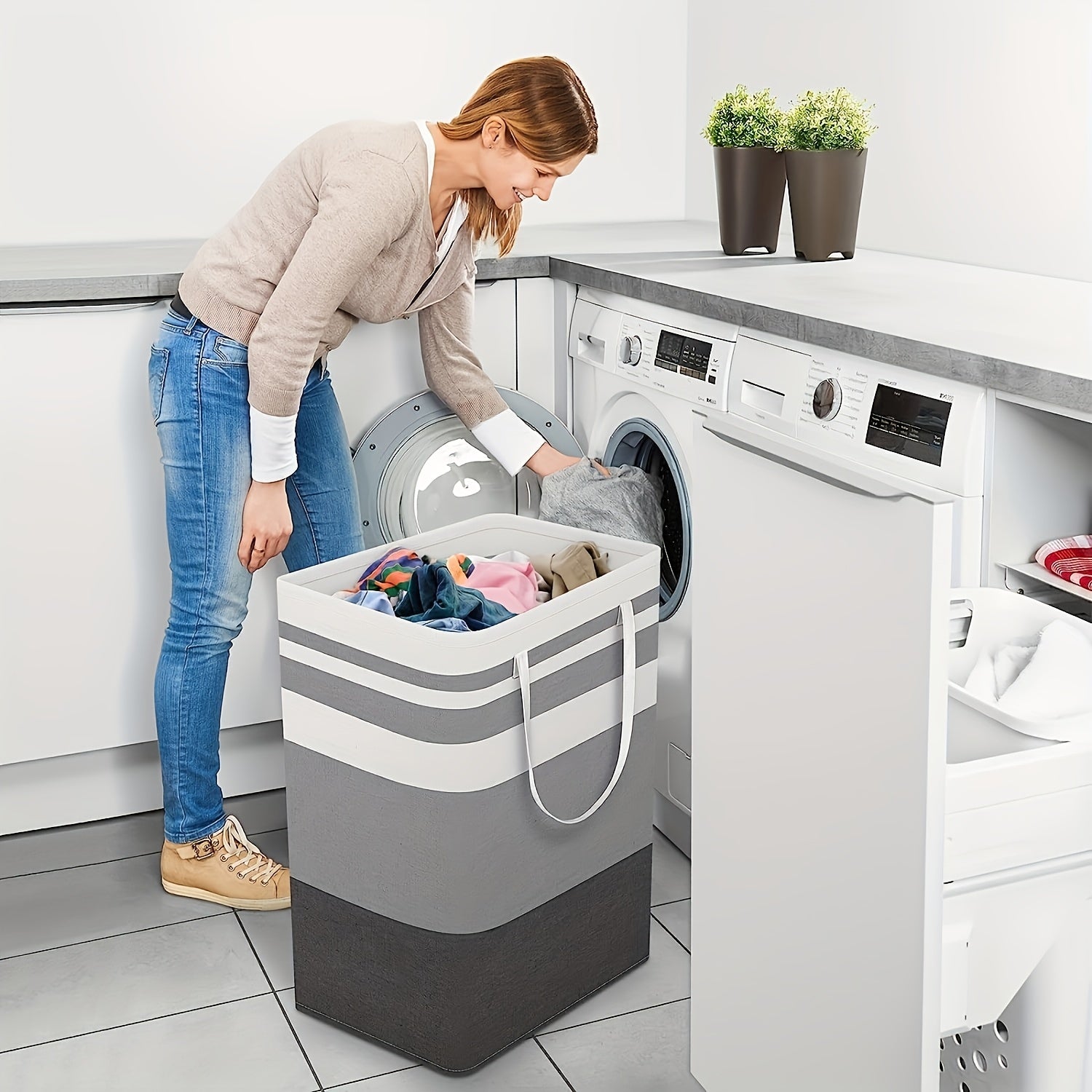 Panier à linge pliable LavishNest Elite | Panier autonome chic pour vêtements et jouets, parfait pour les dortoirs et les salons