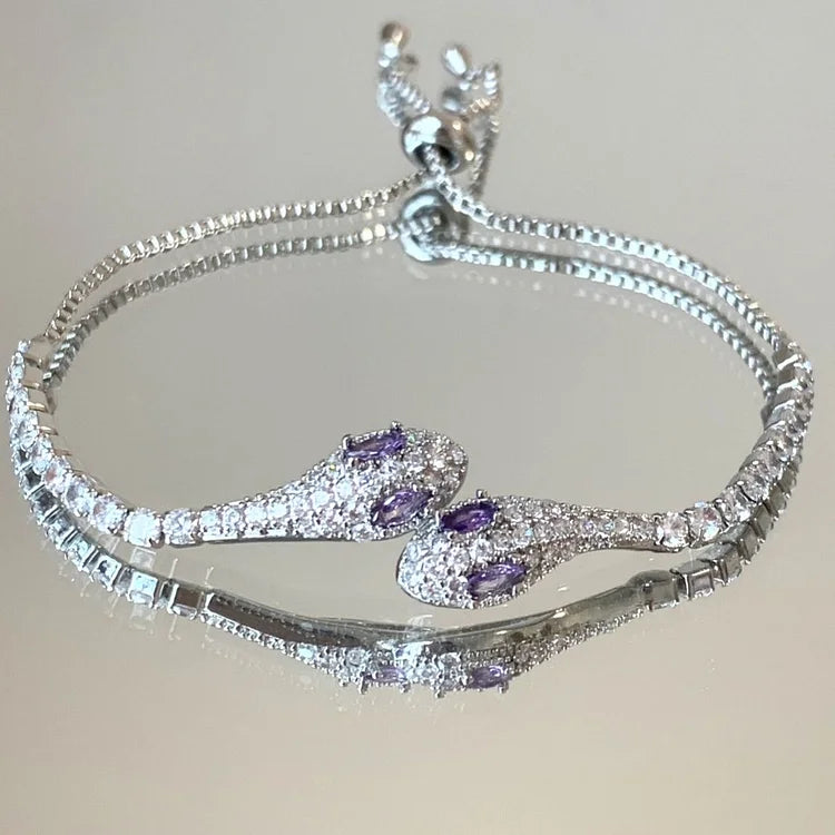 Bracelet serpent en argent avec zirconium – Lyra