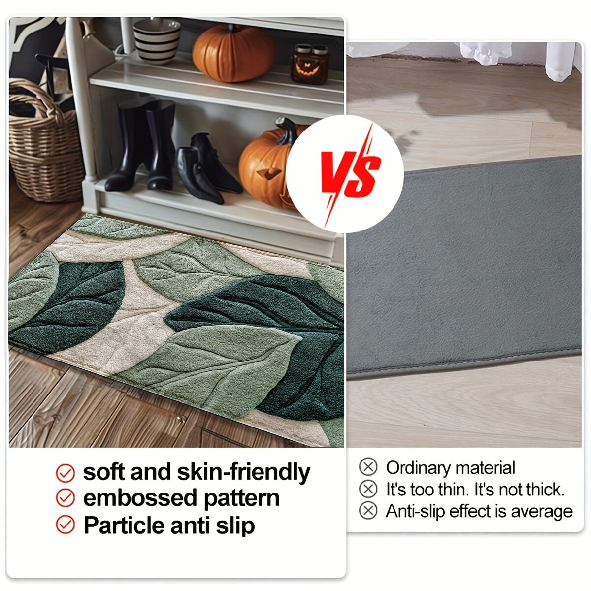 Tapis de Bain Feuilles – Absorbant, Douillet et Confortable pour la Salle de Bain